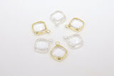 Gold Diamond Shaped Charms, 2 Pcs Silver Diamond Bezel Clear Drop Crystal Charms #651, 14 x 17 mm Huggie Earring Charms
