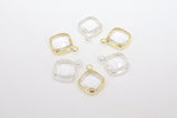 Gold Diamond Shaped Charms, 2 Pcs Silver Diamond Bezel Clear Drop Crystal Charms #651, 14 x 17 mm Huggie Earring Charms