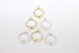 Gold Diamond Shaped Charms, 2 Pcs Silver Diamond Bezel Clear Drop Crystal Charms #651, 14 x 17 mm Huggie Earring Charms