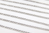 Stainless Steel Gold Figaro Faceted Chain, Silver Steel Chains CH #261, Unfinished 7 x 3 and 4 x 3 mm Links