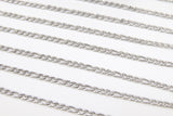 Stainless Steel Gold Figaro Faceted Chain, Silver Steel Chains CH #261, Unfinished 7 x 3 and 4 x 3 mm Links
