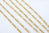 Stainless Steel Gold Figaro Faceted Chain, Silver Steel Chains CH #261, Unfinished 7 x 3 and 4 x 3 mm Links