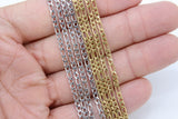 Stainless Steel Gold Figaro Faceted Chain, Silver Steel Chains CH #261, Unfinished 7 x 3 and 4 x 3 mm Links