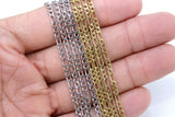 Stainless Steel Gold Figaro Faceted Chain, Silver Steel Chains CH #261, Unfinished 7 x 3 and 4 x 3 mm Links