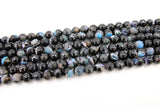 Natural Black and Blue Fire Agate Beads, Faceted Black and Blue Blended Beads BS #22, sizes in 10 mm 15 inch FULL Strands