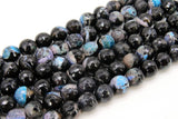 Natural Black and Blue Fire Agate Beads, Faceted Black and Blue Blended Beads BS #22, sizes in 10 mm 15 inch FULL Strands