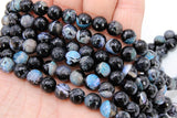 Natural Black and Blue Fire Agate Beads, Faceted Black and Blue Blended Beads BS #22, sizes in 10 mm 15 inch FULL Strands