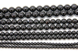 Natural Black Agate Beads, Smooth Shiny Round Black Beads BS #28, Grade A in sizes 4 mm 6 mm 8mm 10mm 15.5 inch Strands