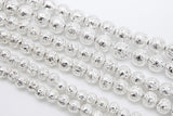 Silver Plated Lava Rock Beads, Metallic Textured Beads BS #42, sizes 6 mm 8 mm 10 mm in 15.5 inch Strands