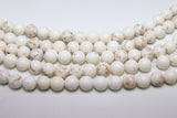 Natural Magnesite Beads, Smooth Round White Beige Stone Beads BS# 8, sizes in 4 mm 6 mm 8 m 10 mm 15.75 inch Strands