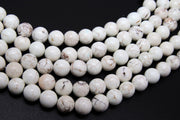 Natural Magnesite Beads, Smooth Round White Beige Stone Beads BS #8, sizes in 4 mm 6 mm 8 m 10 mm 15.75 inch Strands