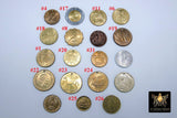 Coin Necklace, Medallion 14 K Gold Toggle Double Wrap Choker, Coat of Arms Lion