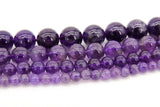 Natural Amethyst Beads, Smooth Round Purple Beads BS #49-A, sizes 6 mm 8 inch Strands