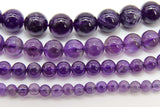 Natural Amethyst Beads, Smooth Round Purple Beads BS #49-A, sizes 6 mm or 8 mm