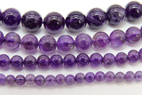 Natural Amethyst Beads, Smooth Round Purple Beads BS #49-A, sizes 6 mm 15.6 inch Strands