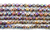 Natural Tiger Eye Beads, Shimmery AB Multi Faceted Plated Titanium Color Beads BS #56, sizes 6 mm 8 mm 15.3 inch Strands