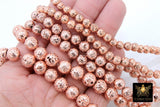 Rose Gold Plated Lava Rock Beads, Shimmery Textured Beads BS #9, sizes 6 mm 8 mm 10 mm in 15.4 inch Strands