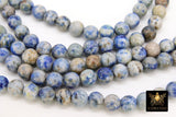 Natural Crazy Lace Blue Agate Beads, Smooth Round Beige and White Blended Beads BS #11, sizes in 8 mm 15 inch Strands
