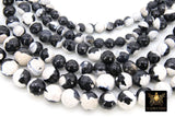 Natural Black and White Agate Beads, Faceted Cow Pattern Blended Beads BS #12, sizes in 6 mm