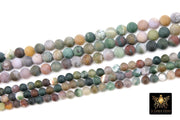 Natural Indian Agate Frosted Beads, Blended Greens and Beige Mauve Round Beads BS #18, sizes  6mm 8mm 15.5 inch Strands