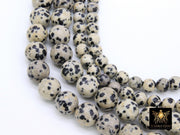 Natural Dalmatian Beads, Smooth Round Black and Beige Jasper Bead Blends BS #14, sizes in 6 mm or 10 mm 15.5 inch FULL Strands