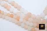 Natural Pink Aventurine Frosted Beads, Genuine Smooth Pink Peach and Cream Round BS #16, sizes in 6 mm 8 mm 10 mm 15.5 Inch FULL Strands