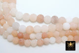 Natural Pink Aventurine Frosted Beads, Genuine Smooth Pink Peach and Cream Round BS #16, sizes in 6 mm 8 mm 10 mm 15.5 Inch FULL Strands