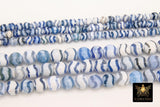 DZI Blue White Stripe Beads, Natural Tibetian Smooth Wavy Round Beads BS #5