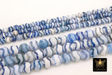 DZI Blue White Stripe Beads, Natural Tibetian Smooth Wavy Round Beads BS #5