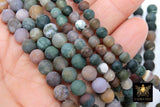 Natural Indian Agate Frosted Beads, Blended Greens and Beige Mauve Round Beads BS #18, sizes 6mm 8mm 15.5 inch Strands