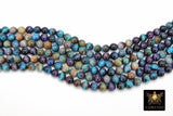 Blue Tiger Eye Beads, Shimmery Smooth Round Blue Black and Purple Blends BS #19, sizes 8 mm 15 inch Strands