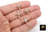 Gold Cubic Zirconia Cross, CZ Pave Cross for Necklaces #488, 17 x 23 mm Crucifix for Religious Rosary Jewelry