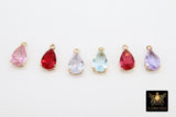 Teardrop Charm in 2 Pcs Oval Colorful Charms #73, Red Pink Aqua Lavender, Crystal Charms