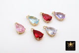 Teardrop Charm in 2 Pcs Oval Colorful Charms #73, Red Pink Aqua Lavender, Crystal Charms