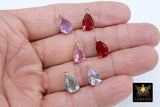 Teardrop Charm in 2 Pcs Oval Colorful Charms #73, Red Pink Aqua Lavender, Crystal Charms