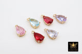 Teardrop Charm in 2 Pcs Oval Colorful Charms #73, Red Pink Aqua Lavender, Crystal Charms