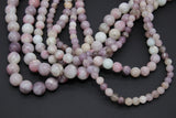 Natural Pink Tourmaline Beads Strands, Smooth Round Pink White Lavender Blended Beads BS #62, sizes in 6
