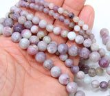 Natural Pink Tourmaline Beads Strands, Smooth Round Pink White Lavender Blended Beads BS #62, sizes in 6