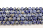 Natural Blue Spot Jasper Beads, White and Blue Smooth Round Beads BS #51, sizes 6 mm or 10 mm 15.75 inch Strands