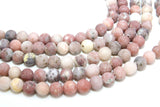 Natural Marble and Pink Kiwi Beads, Frosted Sesame White Round Jasper Beads BS #61, size 8mm 15.5 in FULL Strands