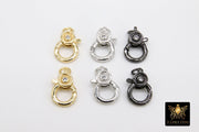 Cubic Zirconia Lobster Clasp, NEW Gold Black Silver Double Sided Claw # 2362, CZ Pave Jewelry Findings