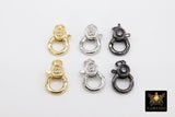 Cubic Zirconia Lobster Clasp, NEW Gold Black Silver Double Sided Claw # 2362, CZ Pave Jewelry Findings