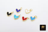 Tiny Gold Enamel Heart Charms, Turquoise Blue Black Red White Heart Charms # 84, Mini Jewelry Charms 8 x 9 mm