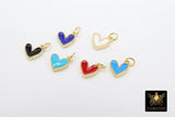 Tiny Gold Enamel Heart Charms, Turquoise Blue Black Red White Heart Charms #84, Mini Jewelry Charms 8 x 9 mm
