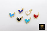 Tiny Gold Enamel Heart Charms, Turquoise Blue Black Red White Heart Charms # 84, Mini Jewelry Charms 8 x 9 mm