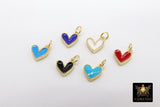 Tiny Gold Enamel Heart Charms, Turquoise Blue Black Red White Heart Charms #84, Mini Jewelry Charms 8 x 9 mm