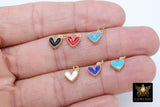 Tiny Gold Enamel Heart Charms, Turquoise Blue Black Red White Heart Charms #84, Mini Jewelry Charms 8 x 9 mm