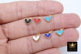 Tiny Gold Enamel Heart Charms, Turquoise Blue Black Red White Heart Charms # 84, Mini Jewelry Charms 8 x 9 mm