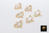 Gold Half Moon Crystal Connectors, 2 Pcs Semi Circle Links AG 647, Small or Medium Open Loop in Clear Crystal Glass