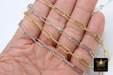 Long Paper Clip Chain, Unfinished Silver Soldered Chains CH #120, Rectangle Drawn Links